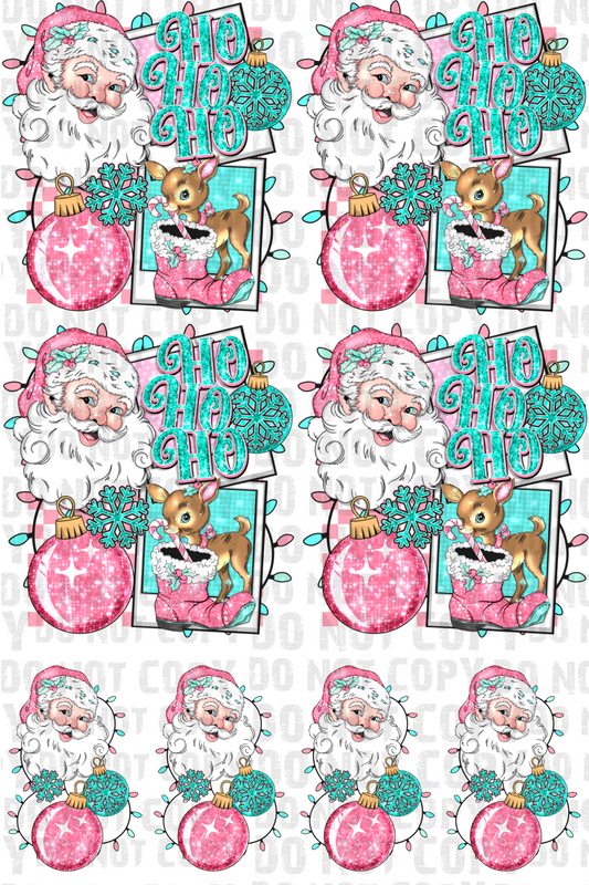 Retro Pink and Blue Santa With Sleeve Design 22x33
