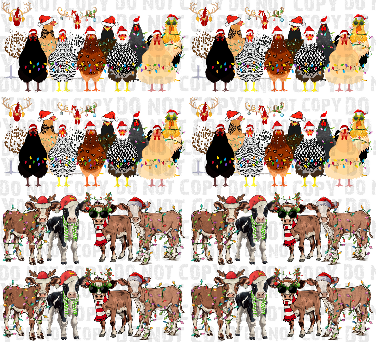 Christmas Cows and Chicks 22x20