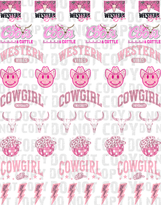 Pink Cowgirl 22x28 Gang Sheet Hat Sized